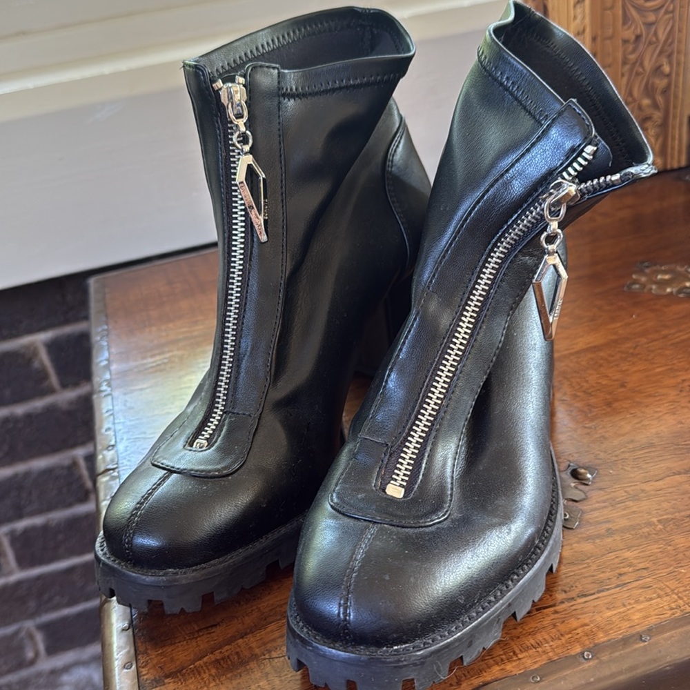 SCHUTZ Black Zipper Ankle Booties - soft leather